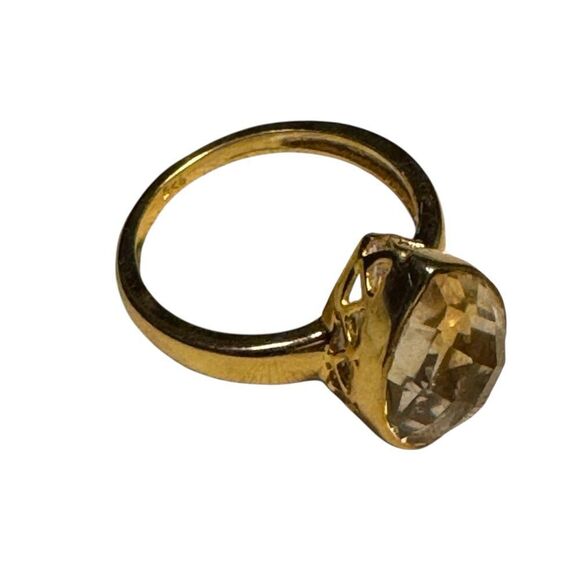 Elegant sterling Silver gold plated Teardrop Ring size 7 - Picture 5 of 8